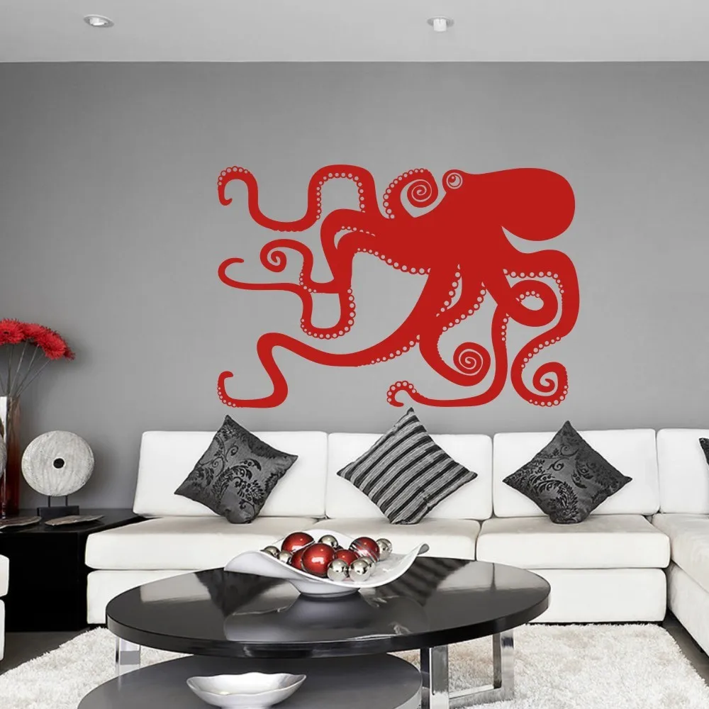 Large Octopus Decal Ocean Wall Decor Sea Octopus Wall Art Bathroom Bedroom Living Room Sticker 106 7cm X70cm Living Room Stickers Room Stickersdecoration Sea Aliexpress