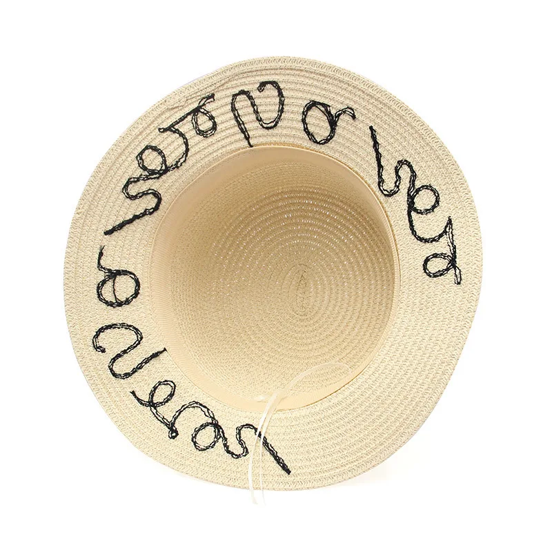 Соломенная шляпа с широкими полями для женщин модная пляжная надписью на заказ