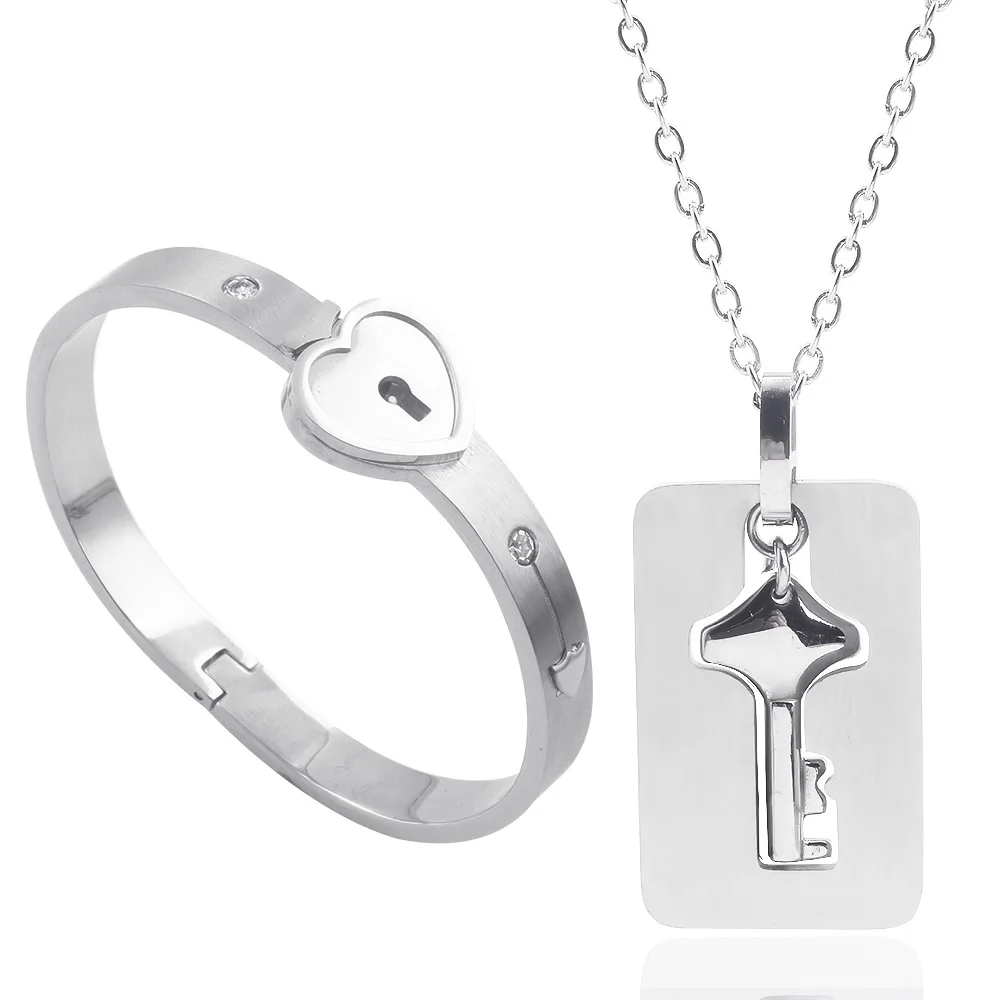 Модное ожерелье s наборы из нержавеющей стали любовное Сердце ожерелье для женщин ювелирные изделия Прямая поставка - Окраска металла: N468B59
