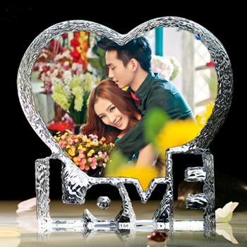 

Personalized Custom Crystal Glass Heart Iceberg Photo Picture Frame Best Gift for Mom Wife Birthday Wedding Anniversary Souvenir