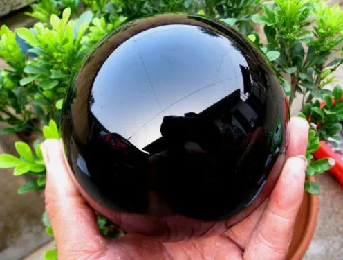 NATURAL obsidian QUARTZ CRYSTAL sphere