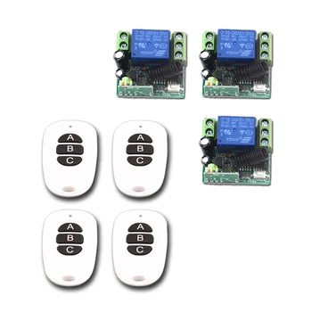 

Free Shipping 315/433MHZ RF Wireless Remote Control Switch System 12V Mini 1CH 4pcs Waterproof Transmitter &3pcs Receiver 200M