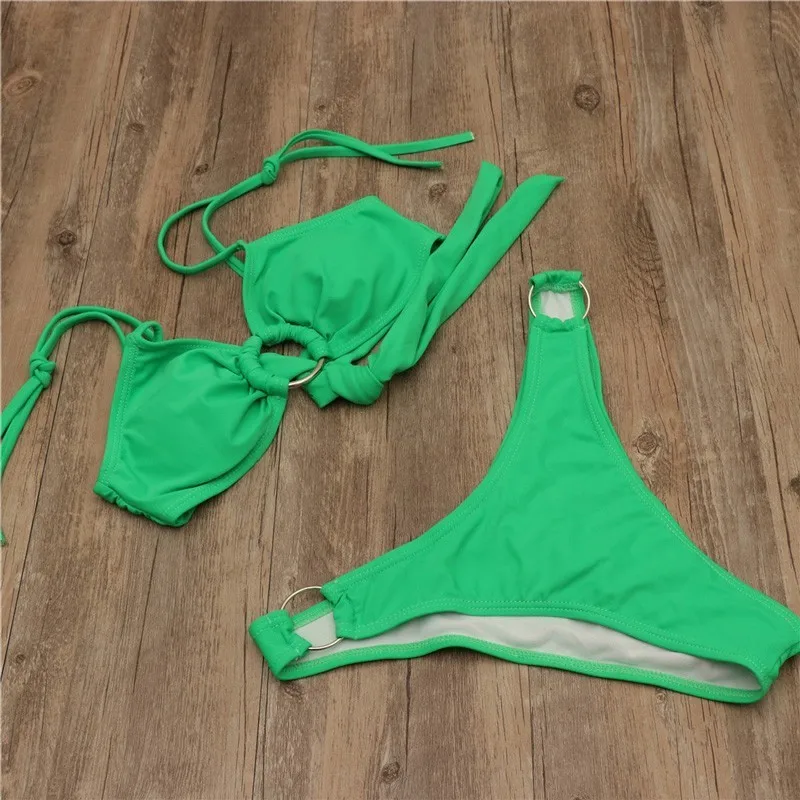 

Lace Bikini Push Up Swimsuit Solid Swimwear Women Bikini Two Piece Swimsuit Biquini High Waist Bathing Suits Famele Biquini Suit