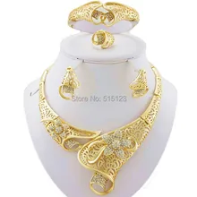 Envío libre joyería africana fija de alta calidad jewery conjunto de boda joyería conjunto de 18 k joyas de oro fino collar de las mujeres