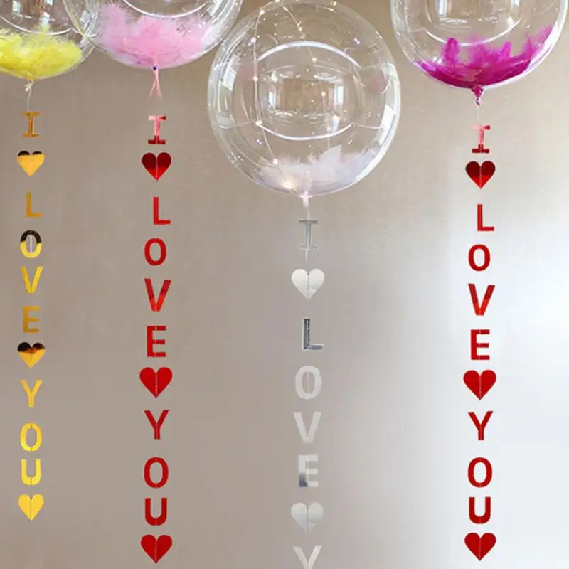 

Bling Shiny Heart Paperboard Cards Balloons Pendant Ribbon Wedding Balloon Decoration Party Supplies