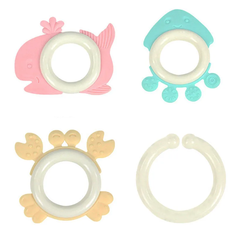 4pcs/set Baby Mitts Teething Mitten Glove fruit Marine life shape Teethers Toy Gifts Newborn Nursing Mittens Teether