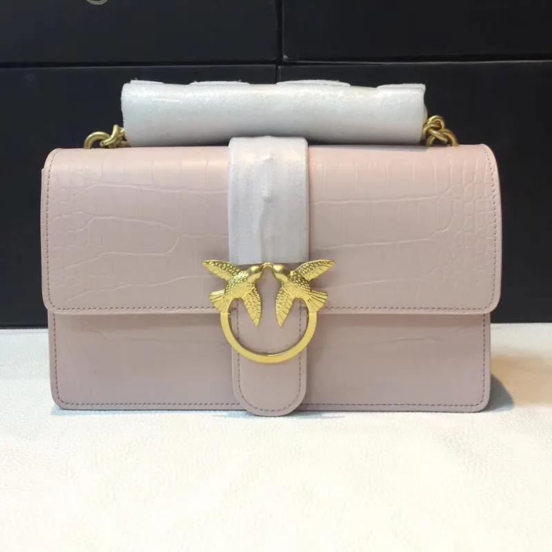 

2018 Genuine Leather Woman pink crocodile Handbags Women Fashion Swallow Bags Alligator Messenger Famous Brand Crossbody Bags