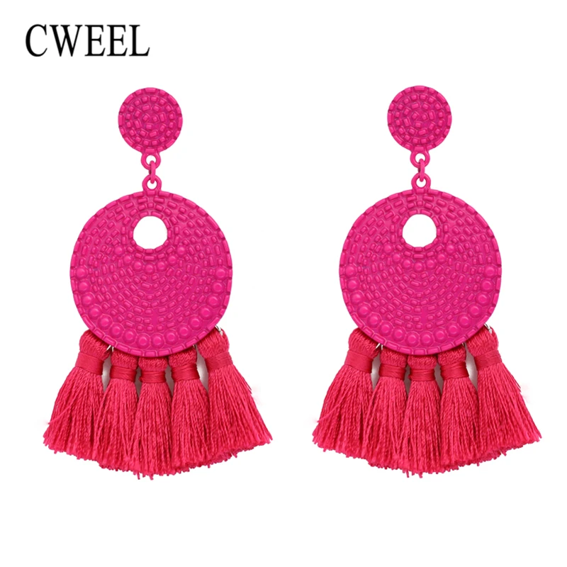 

CWEEL Fashion Tassel Earrings 2018 Women Earring Female Fringed Statement Yellow Cheap Drop Earring Dangle Jewelry Brincos