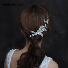 TOPQUEEN HP135 свадебный гребень для волос Свадебные украшения для волос с украшением в виде кристаллов женские жемчужные бусины женский зажим для волос с жемчугом, аксессуары для волос