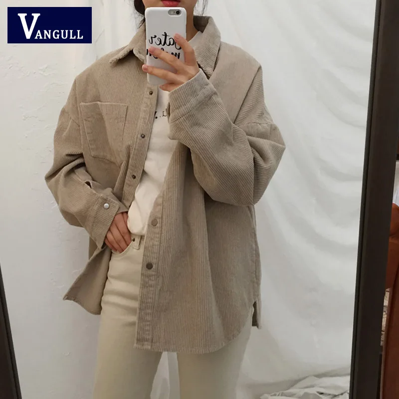 VANGULL Harajuku вельветовые куртки женская рубашка пальто 2021новинка Весна модные