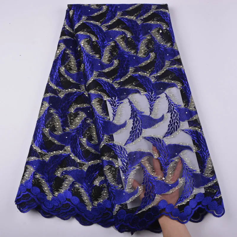

New Arrival African Voile Lace Fabrics Blue Nigerian Lace Fabric 2019 High Quality French Lace Fabric For Wedding Dresses 1341