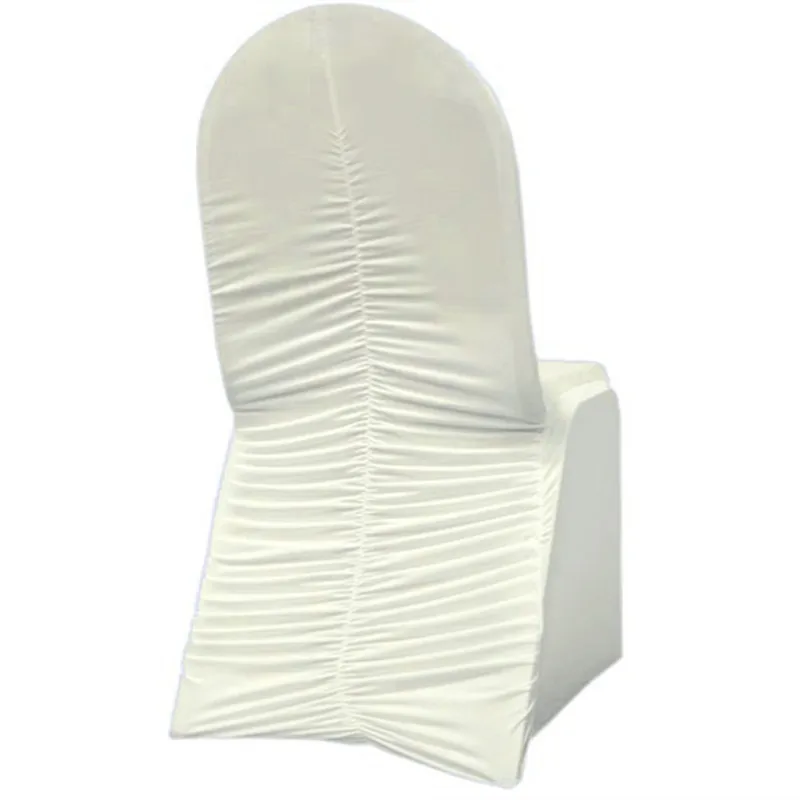 WedFavor 50 шт. гофрированная задняя спандекс стрейч накидка на стул эластичная лайкра Ruched чехлы для стульев для гостиницы банкета свадебные украшения - Цвет: Ivory