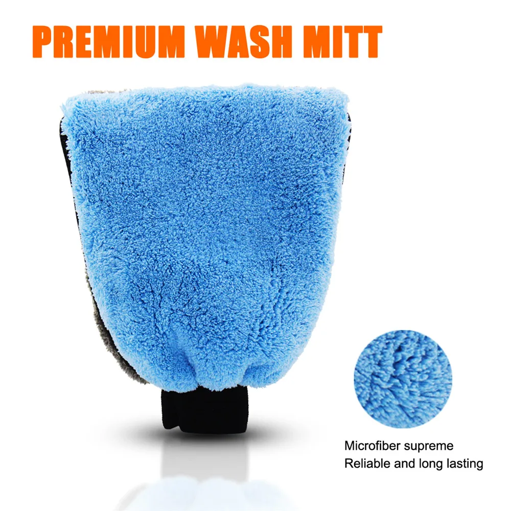 

Auto Car Accessories Blue And Gray Two Sided Coral Velvet Gloves Car Wash Gloves Automobile Supplies Soft Microfiber Gloves