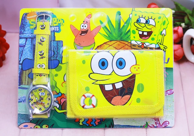 2018 new Cartoon Spongebob kids Sets watch and wallet purse wrist quartz Christm 2018 new Cartoon Spongebob kids Sets watch and wallet purse wrist quartz Christm