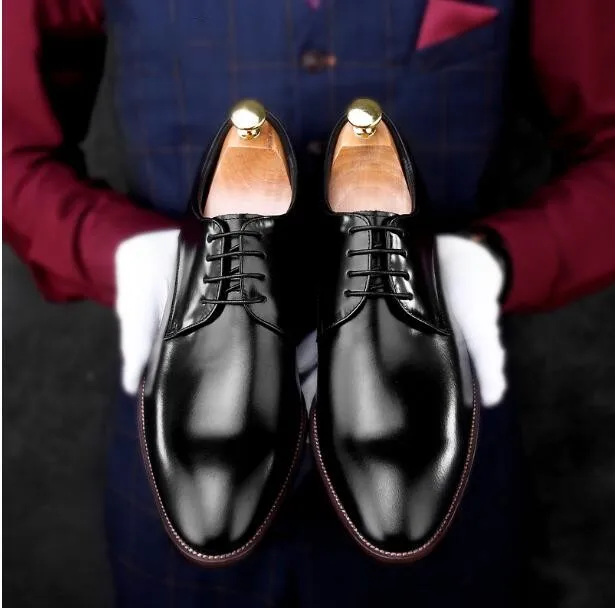 Для мужчин обувь в стиле Дерби на шнуровке с острым носком дышащая мужская Туфли под платье оксфорды