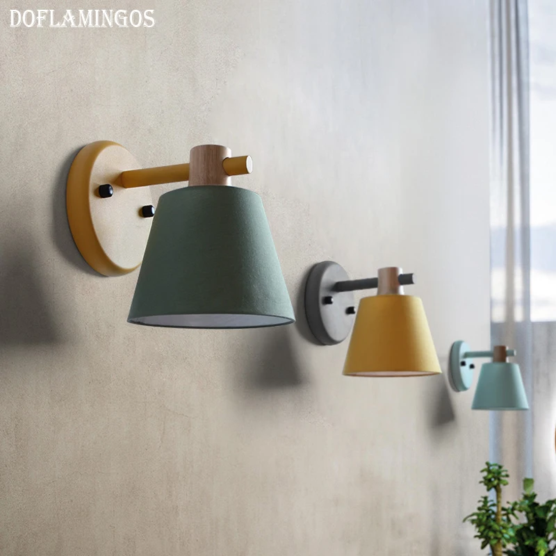 Moderna lâmpada de parede led metal madeira parede luminárias casa
