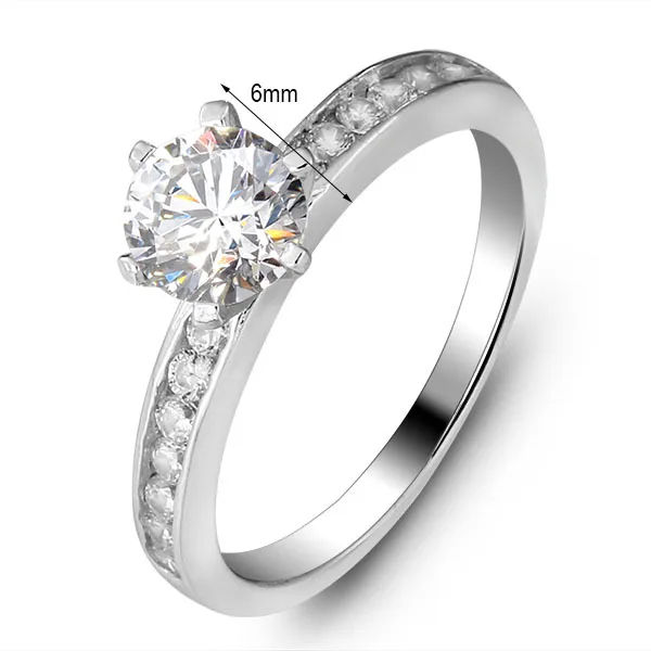 Genuine 925 Simple Classic Engagement Ring for Woman Solid Sterling Silver .75Ct Wedding Ring(RI100622) | Украшения и аксессуары