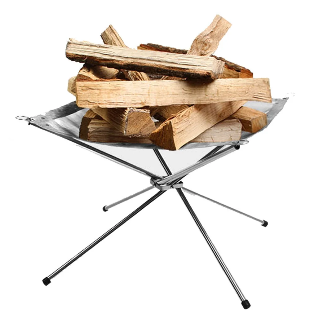 

New Outdoor Stove Burning Fire Low Light Weight 960g Portable Folding Wood Stove Outdoor Heating Furnace Stainless Steel Camping