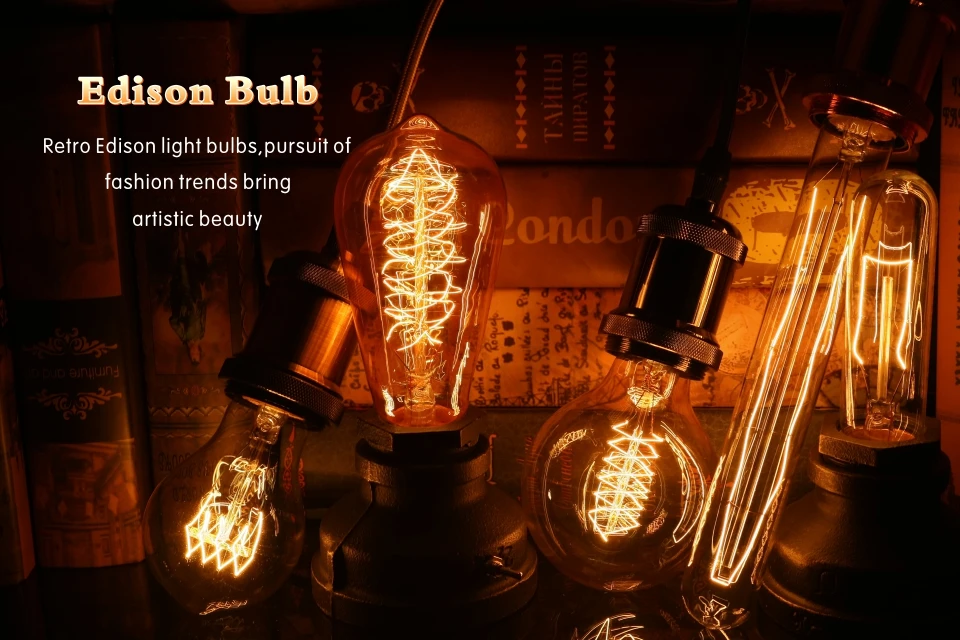 LARZI ретро Edison LED светильник лампочка E27 220 В 40 Вт A19 A60 ST64 T10 T45 T185 G80 G95 нити Винтаж ампулы лампа накаливания со стеклянным колпаком