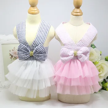 

Bubble Skirt Stripe Lace Dress Dog Dress Princess Dresses For Dog#pingyou