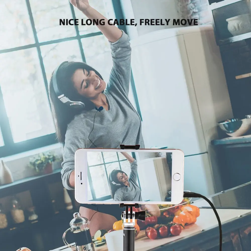 MAONO Lavalier Microphone with 6M Extension Cable Condenser Microphone Handsfree Clip-on for iPhone