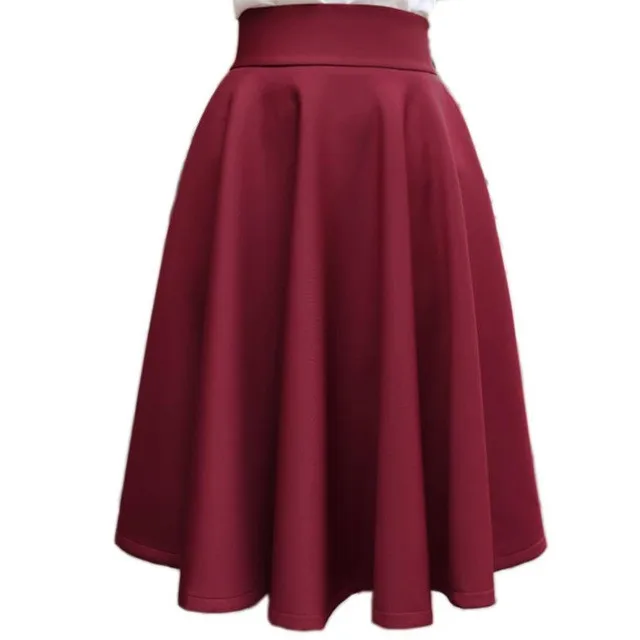 

S-5XL Plus Size Skirt High Waisted Skirts Womens Knee Length Bottoms Pleated long Skirt Saia faldas mujer