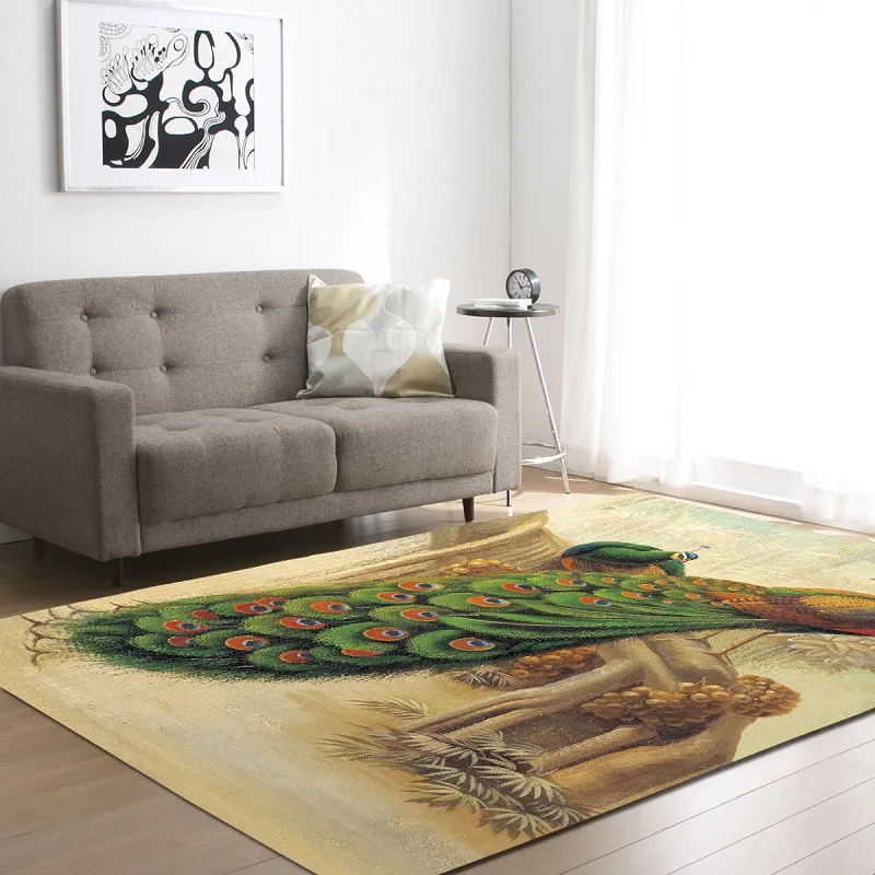 

99*152cm Peacock Printed Large Rugs and Carpets for Home Living Room Tatami Sofa Yoga Floor Mat Bedroom Kids Game Mat alfombra