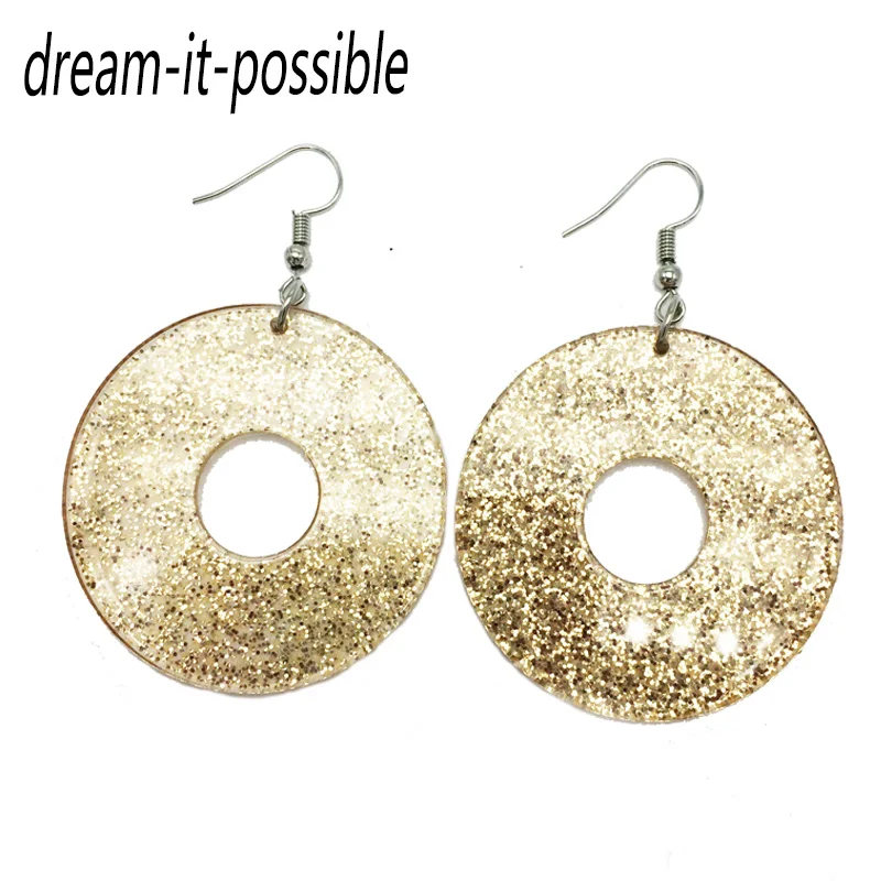 

Dream-it-possible charm designer creative handmade transparent acrylic statement big round nice sequins earrings for woman