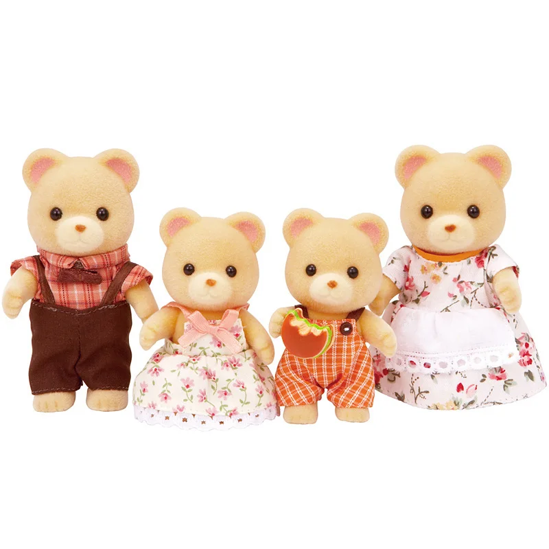 Sylvanian Families медовый Медвежонок семейный кукольный домик 4 шт. Набор фигурок для родителей и детей девочка игрушка подарок новинка 5059 - Цвет: honey bear family