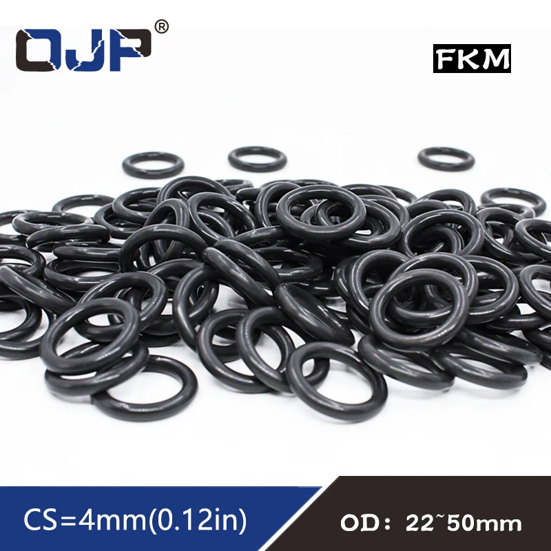 

5PC Fluorine rubber Ring Black FKM O-ring Seal CS 4mm OD22/25/26/28/30/32/35/38/40/42/45/48/50mm O Ring Gasket Oil Ring Washer