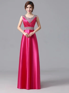 Длинные фиолетовые платья для женщин красный Формальное вечернее платье Новое поступление особых мероприятий платья с бисером и блестками W118 - Цвет: fuchsia