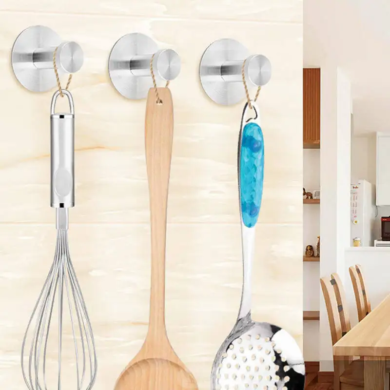 Vacclo جدار فولاذي مقاوم للصدأ شماعات تخزين هوك المطبخ عدم الانزلاق نوع عجينة واحدة هوك شحن-مسمار الحمام مطبخ المنظم