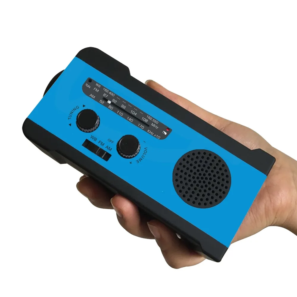 Перезаряжаемый AM/FM/WB Солнечный радио Ручное Зарядное устройство для телефона 2000 мАч SOS будильник светодиодный фонарик