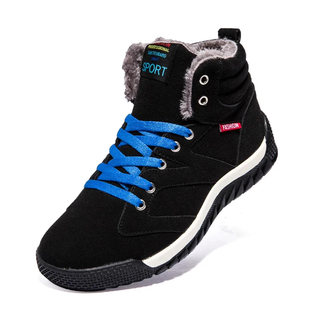 

SAGACE Winter outdoor men's casual breathable flat bottom plus velvet snow boots hiking cotton men's boots warm shoes 2019
