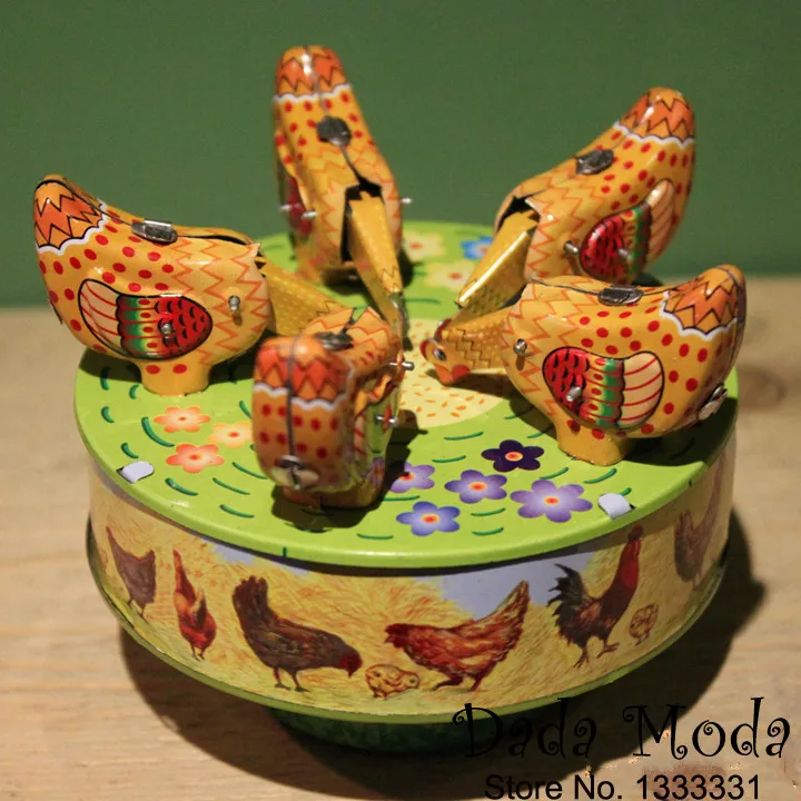 

Antique Style Tin Toys Wind Up Toys Robots iron Metal Models for Children/Adult Home Decoration Craft S483 Corn-pecking chickens