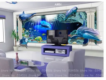 

3D Whale wallpaper papel de parede preto tapete infantil wall paper mural wall sticker wallpaper background homedecoration