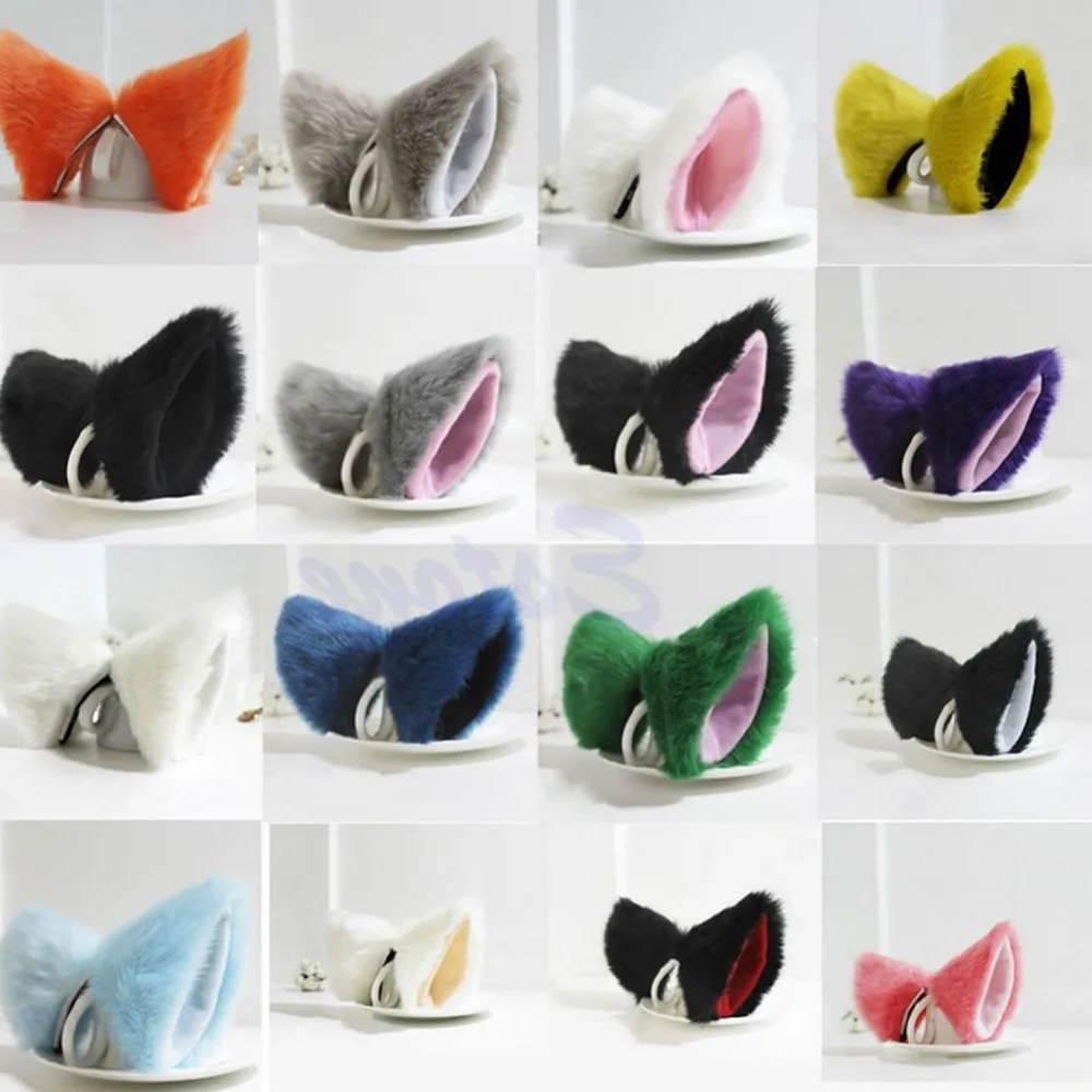 

Cosplay Halloween Orecchiette Party Anime Neko Costume Cat Fox Long Fur Ears Hair Clip Headwear Party Ball Club Accessories Y3