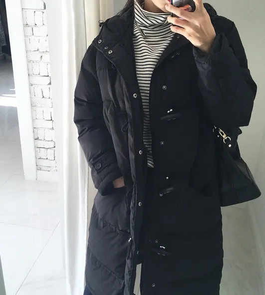 Новая зимняя Корейская чистая бежевая толстовка с пуговицами, Теплая стеганая Женская свободная длинная куртка, Модное теплое пальто, парка