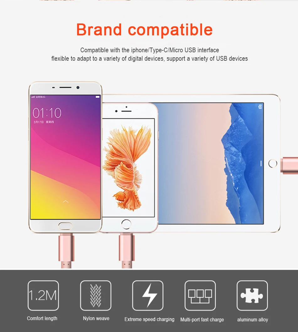 NOHON 3 in 1 USB Cable for iPhone X 8 7 6s Plus Cable Micro USB Type C Cable for Samsung S9 S8 Fast Charging Cable Charger Cord (2)