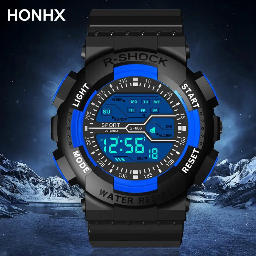 

Men's Fashionable Sport Watches Seven Colors Colorful Luminous Multi Function Sports Fashion Electronic Watch Relogio Masculino