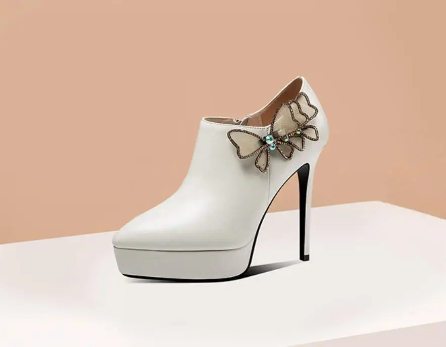 

Spring and Autumn new sexy leather waterproof platform fine heels single shoes
