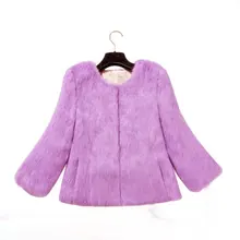 Лоскутное пальто с кроличьим мехом разных цветов натуральный мех кролика куртка для женщин модное Брендовое меховое пальто