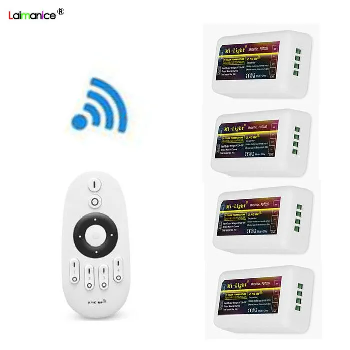 

Mi Light 2.4G RF Wireless Remote Control 4 Zone Color Temperature CCT Controller Dimmer for WW/CW Dual White LED Lamp Strip