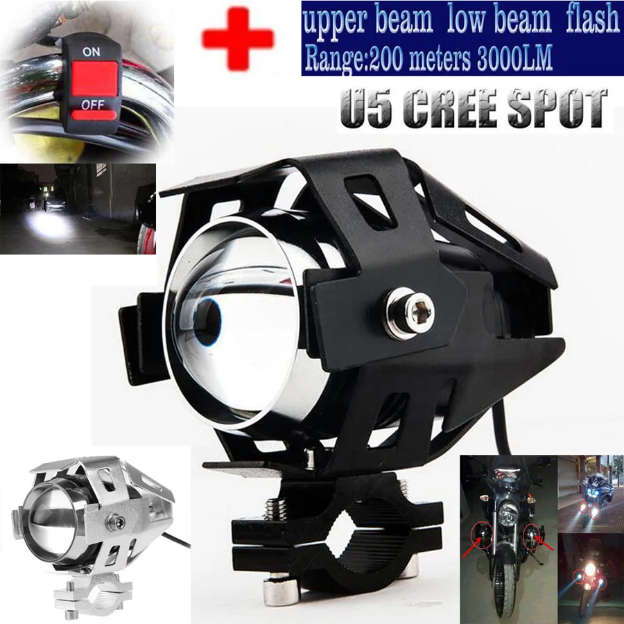 

Super Bright 125W 3000LM Waterproof Motorcycle Fog Light U5 LED Spotlight Headlight Driving Spot Night Lamp + 1pcs ON/OFF Switch