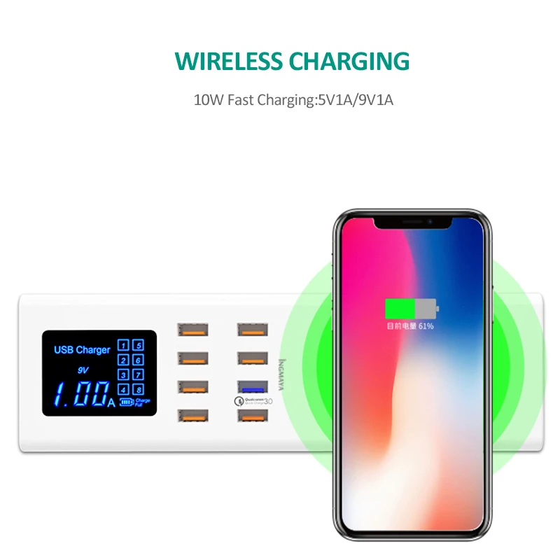 

iNGMAYA Qi Wireless Charger For iPhone XR XS Quick Charge 3.0 USB Fast Charging For Samsung Galaxy S8 Huawei P30 QC3.0 Adapter