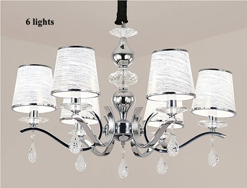 Современный, хромированный, металлический подвесной светильник-люстра с кристаллами для гостиной, светодиодный светильник-люстра, подвесной светильник для спальни - Цвет абажура: 6 lights
