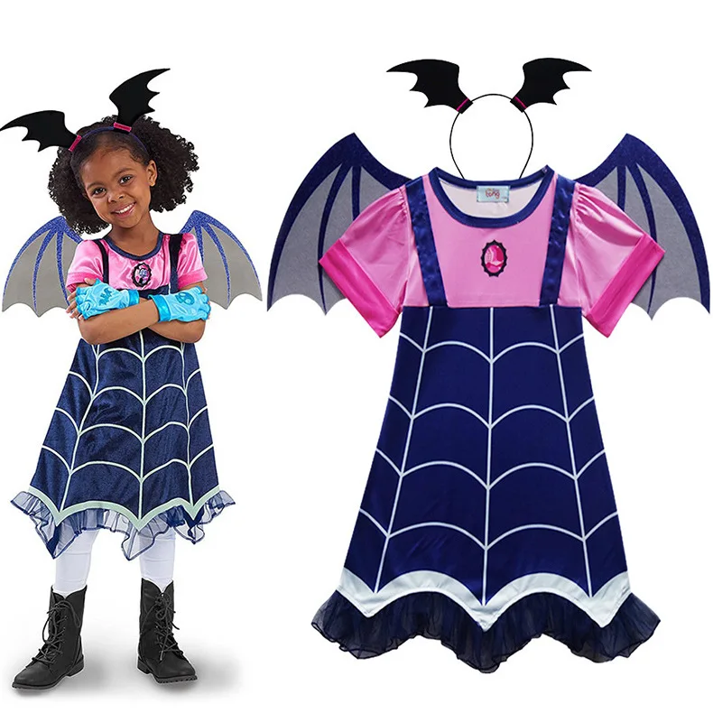 

Kids Vampire Cos Costume Hair Band Girls Princess Summer Dresses Vampirin Children Birthday Party Fantasy New 2019 Vampirina