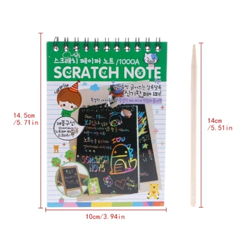

1 SET Scratch Scraping Book Art Magic Painting Paper Drawing Stick Kid Education Toy Graffiti Notebook