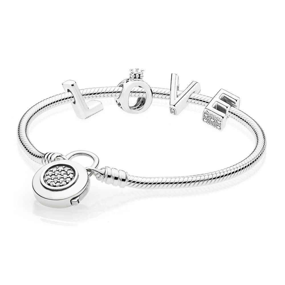 

Original 925 Sterling Silver Lock Your Love Heart Pandora Bracelet Gift Set Jewelry for Women Gift