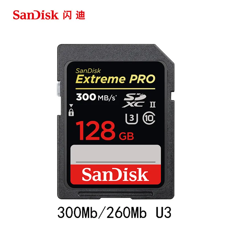 SanDisk 300MBS SD Card for Camera 128GB 64GB 32GB Memory Card U3 Flash Card for Camera Flash Card PC SDXC 2000X High Speed